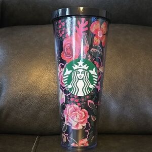 RARE Starbucks BAN.DO Floral Tumbler - Black and Pink